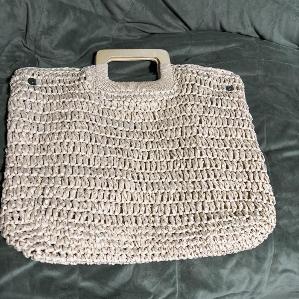 Elegant Cream Woven Tote Bag